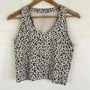 ATHLETA cream and black leopard print workout top